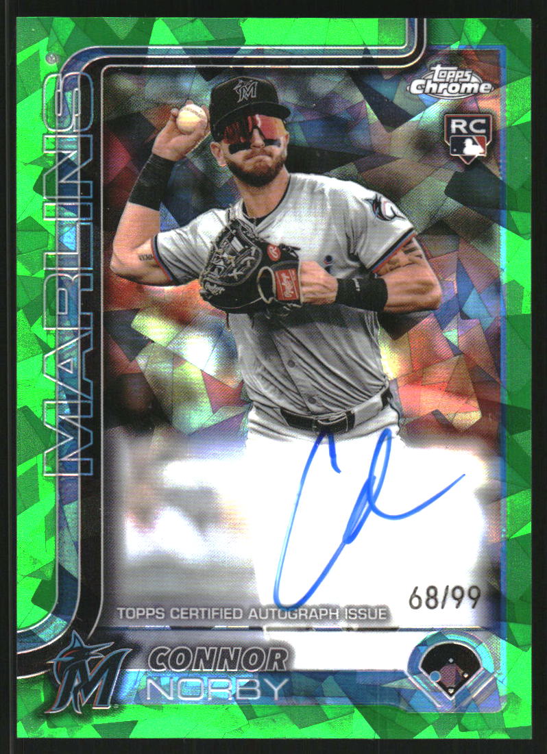 2025 Topps Chrome Sapphire Rookie Autographs Green Refractors #RACN Connor Norby Auto /99