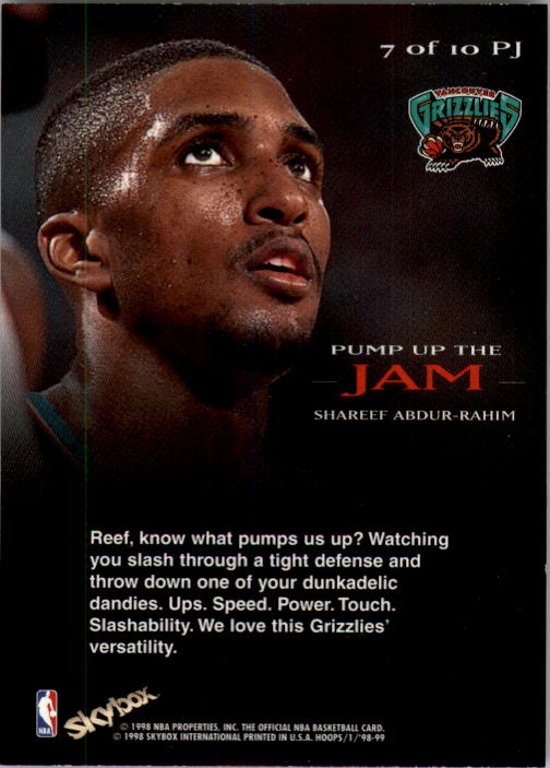 1998-99 Hoops Pump Up The Jam #7 Shareef Abdur-Rahim back image