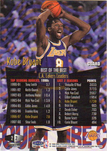 1998-99 Flair Showcase Row 2 #2 Kobe Bryant back image
