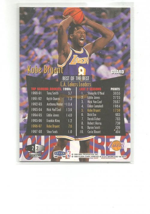 1998-99 Flair Showcase Row 2 #2 Kobe Bryant back image