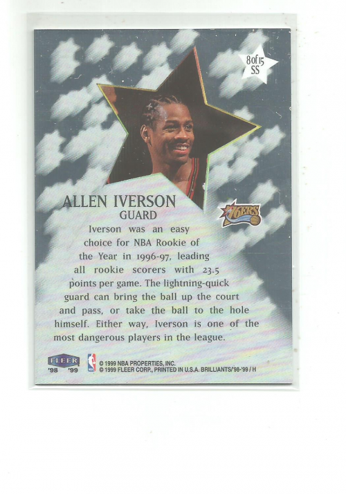 1998-99 Fleer Brilliants Shining Stars #8 Allen Iverson back image