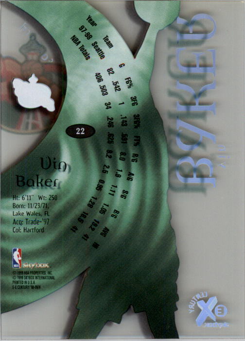 1998-99 E-X Century #22 Vin Baker back image