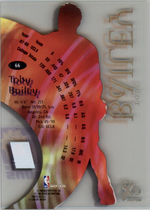 1998-99 E-X Century #66 Toby Bailey RC back image