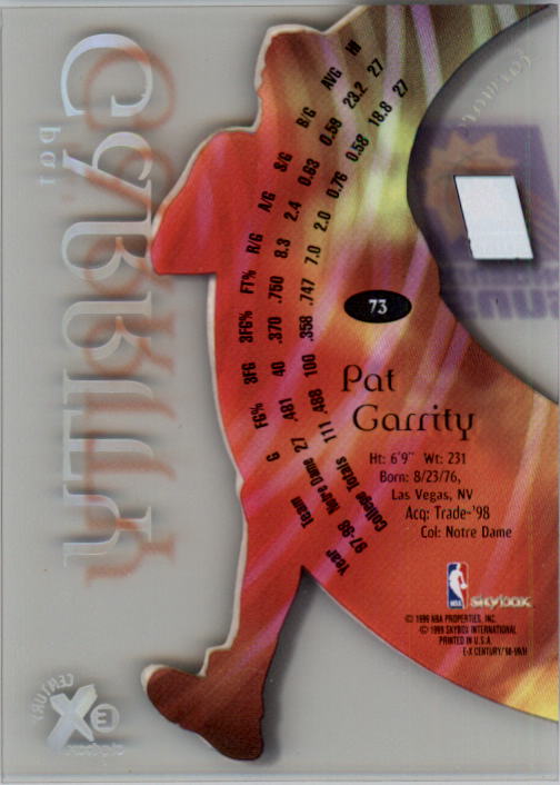 1998-99 E-X Century #73 Pat Garrity RC back image