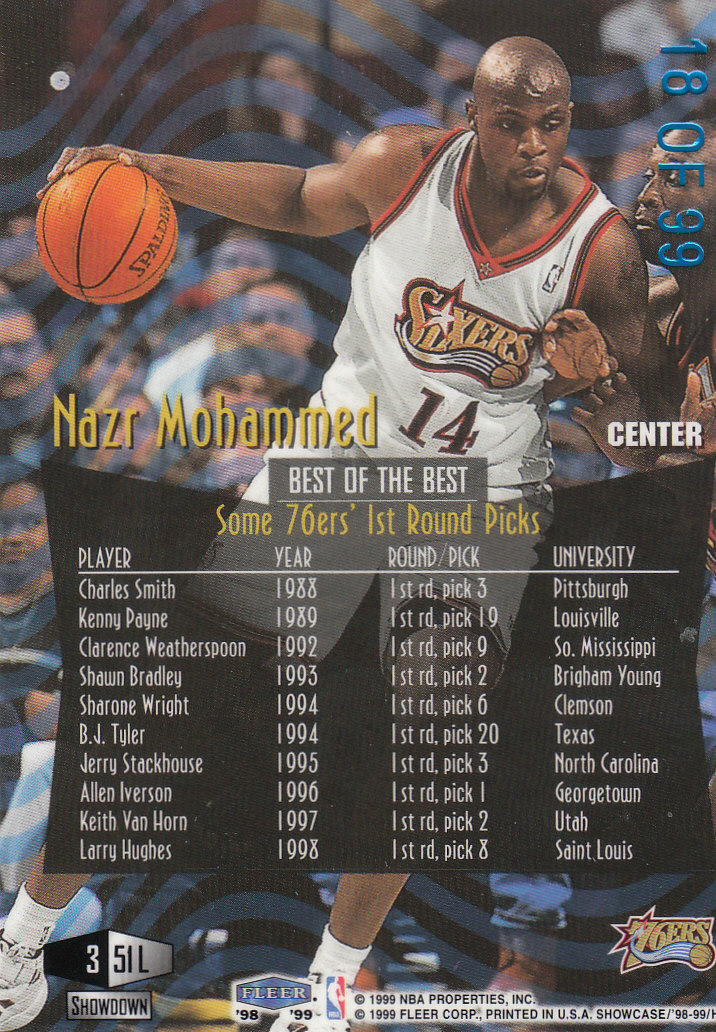 1998-99 Flair Showcase Legacy Collection Row 3 #51 Nazr Mohammed back image