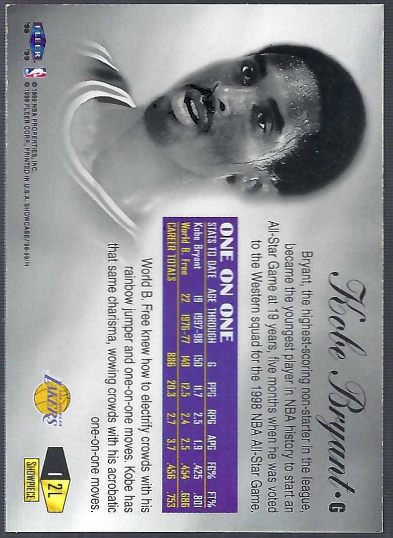 1998-99 Flair Showcase Legacy Collection Row 1 #2 Kobe Bryant back image