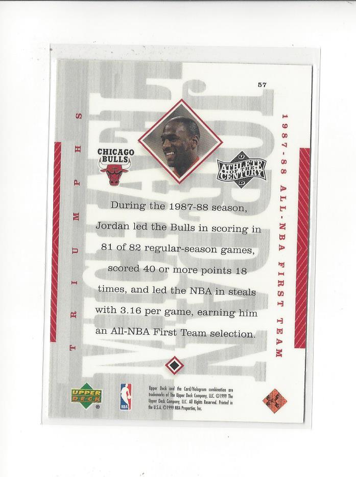 Michael Jordan Atleta del Siglo 1999 Upper Deck Singles - Tú eliges - Imagen 58 de 100