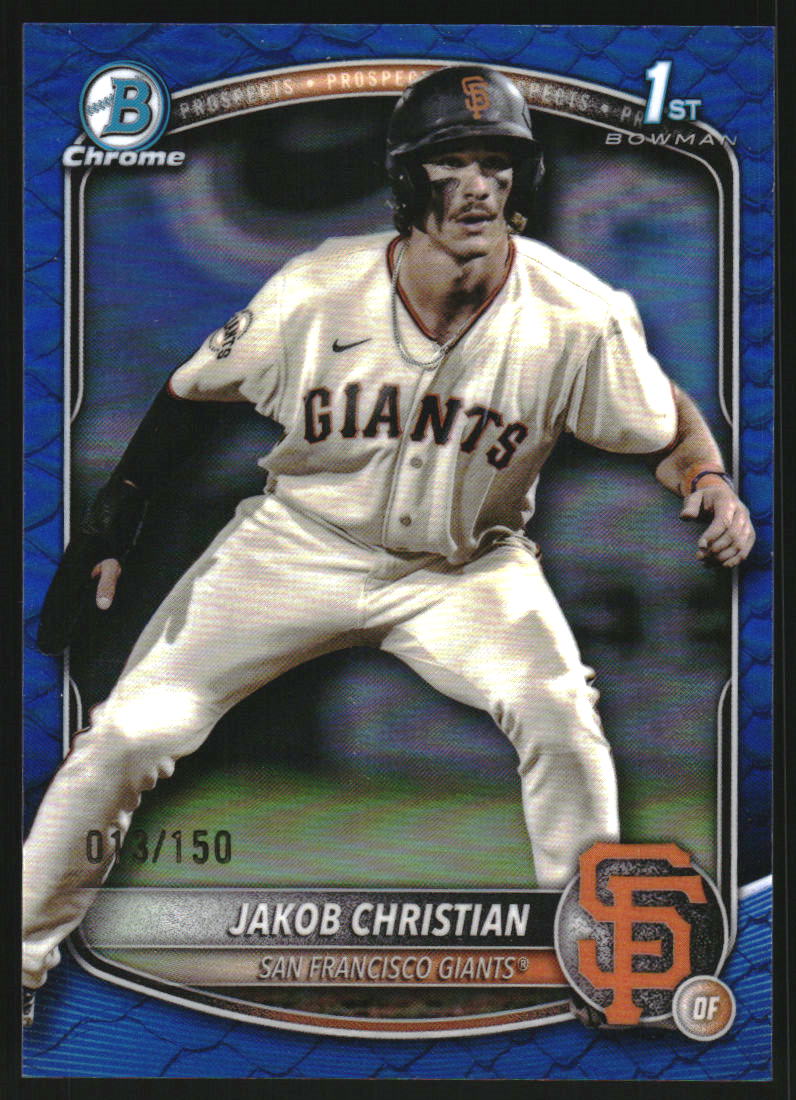 2025 Bowman Chrome Prospects Blue Reptilian Refractors #BCP157 Jakob Christian /150