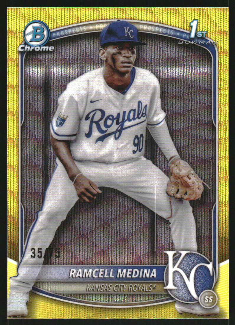2025 Bowman Chrome Prospects Yellow Wave Refractors #BCP187 Ramcell Medina /75