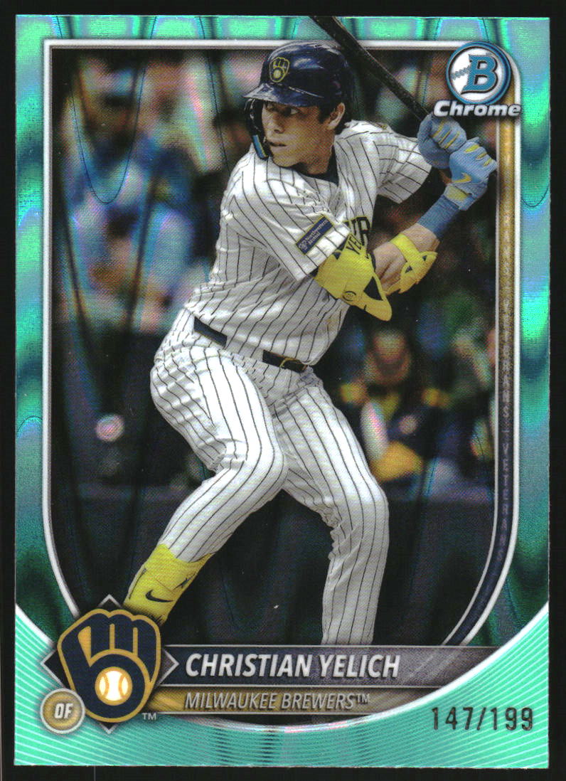 2025 Bowman Chrome Aqua Raywave Refractors #70 Christian Yelich /199