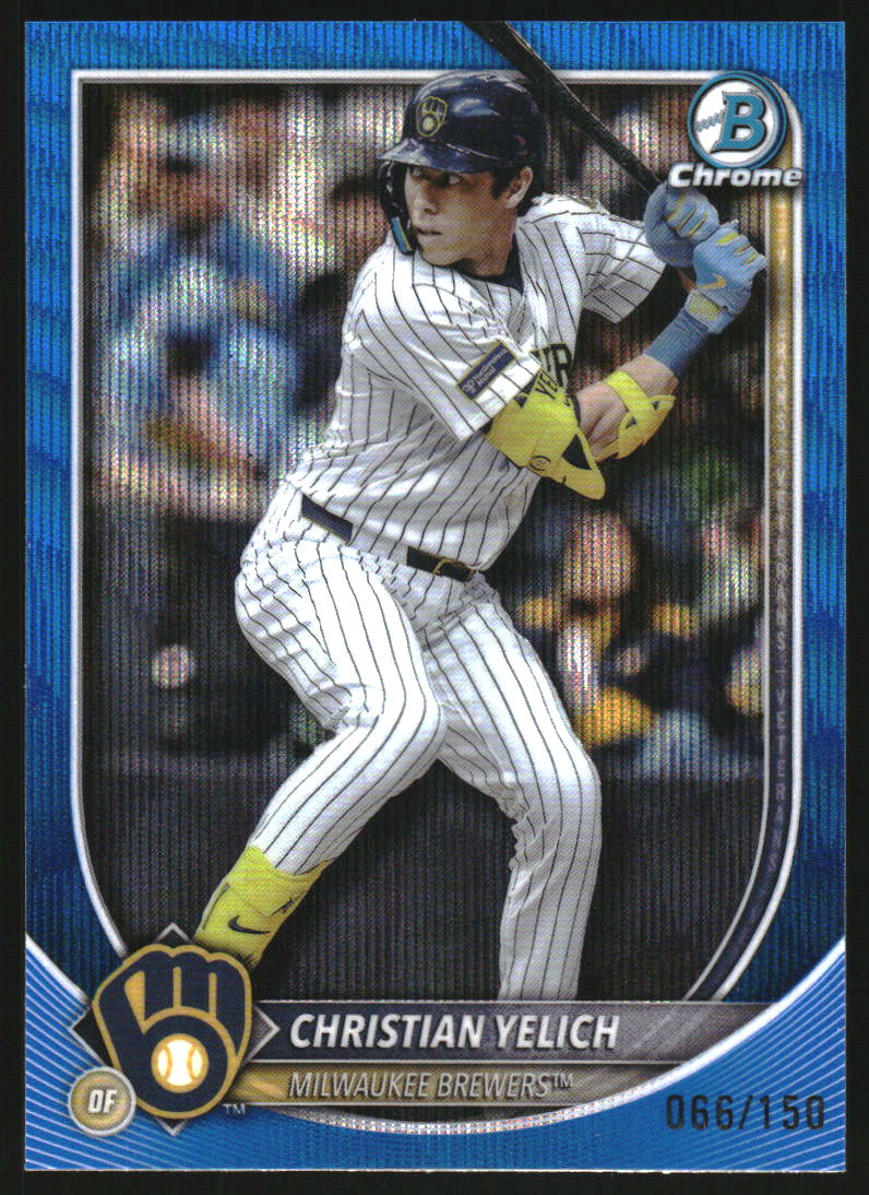 2025 Bowman Chrome Blue Wave Refractors #70 Christian Yelich /150