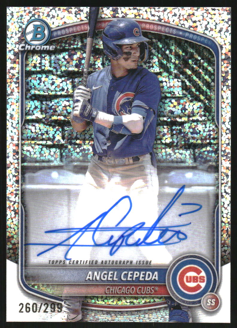 2025 Bowman Chrome Prospect Autographs Speckle Refractors #CPAAC Angel Cepeda Auto /299