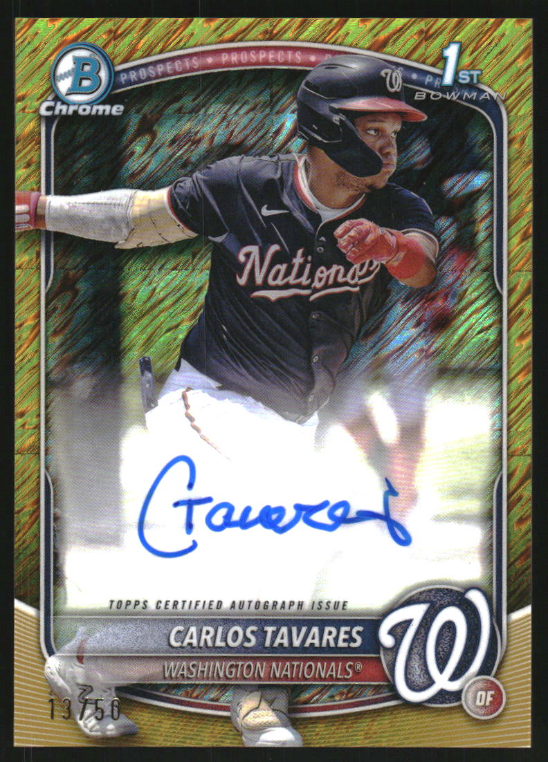 2025 Bowman Chrome Prospect Autographs Gold Shimmer Refractors #CPACT Carlos Tavares Auto /50
