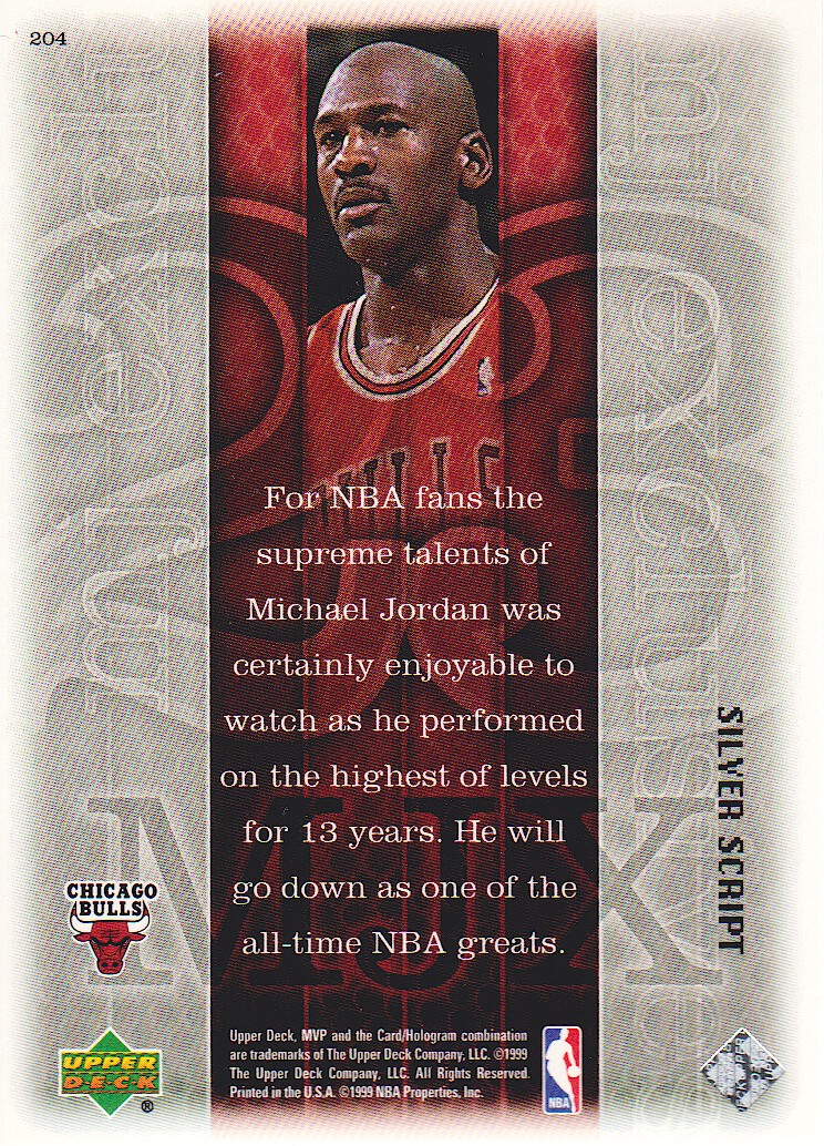 1999-00 Upper Deck MVP Silver Script #204 Michael Jordan back image