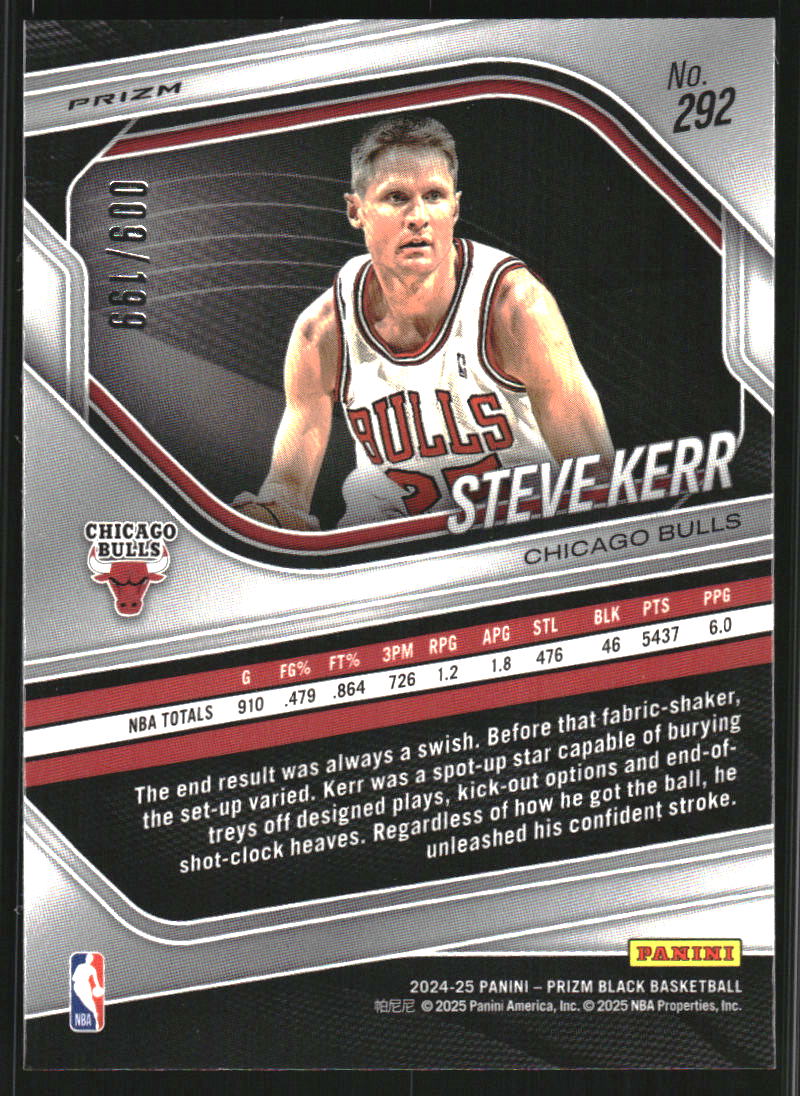 2024-25 Panini Prizm Black Prizms Blue #292 Steve Kerr LGD /199