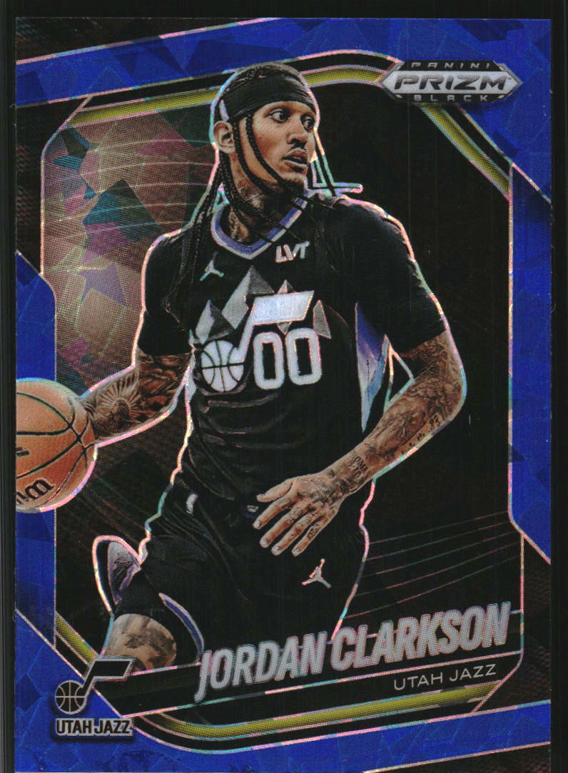 2024-25 Panini Prizm Black Prizms Blue Ice #19 Jordan Clarkson /125