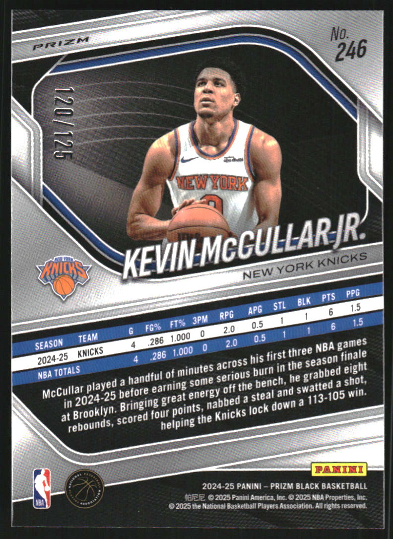 2024-25 Panini Prizm Black Prizms Blue Ice #246 Kevin McCullar Jr. /125