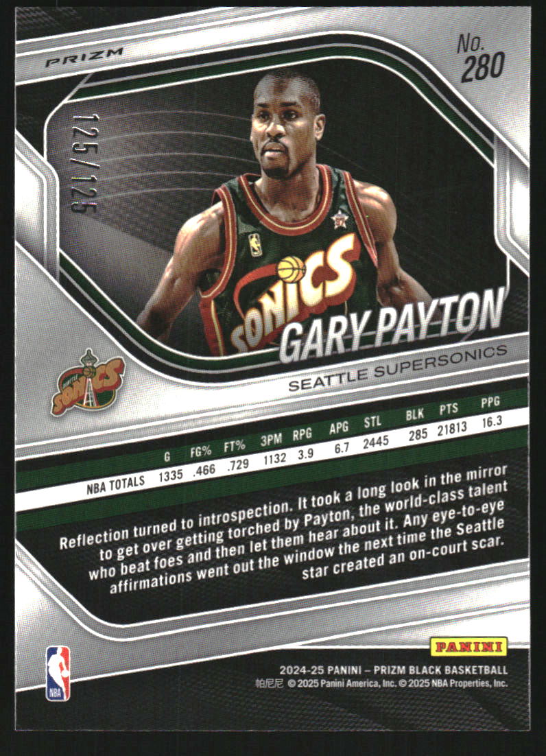 2024-25 Panini Prizm Black Prizms Blue Ice #280 Gary Payton LGD /125