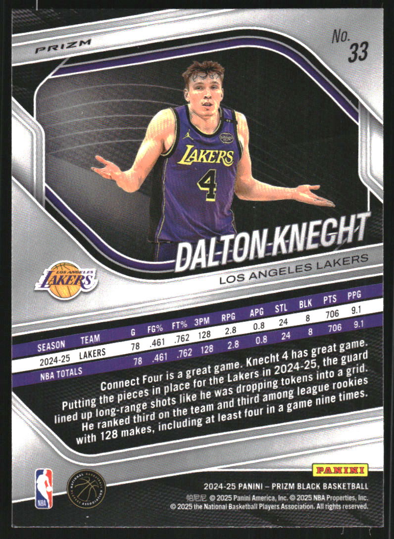 2024-25 Panini Prizm Black Prizms Hyper #33 Dalton Knecht