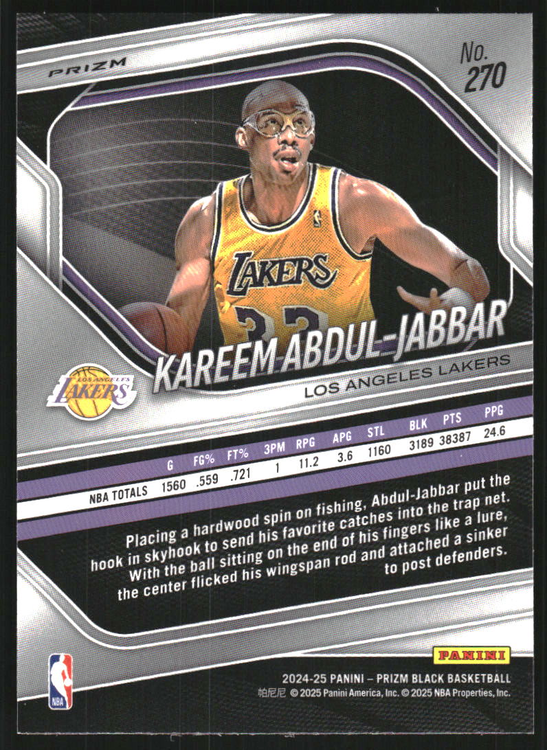 2024-25 Panini Prizm Black Prizms Pulsar #270 Kareem Abdul-Jabbar LGD