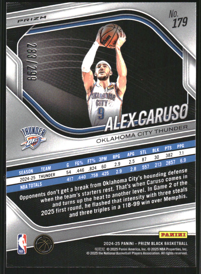 2024-25 Panini Prizm Black Prizms Red #179 Alex Caruso /299