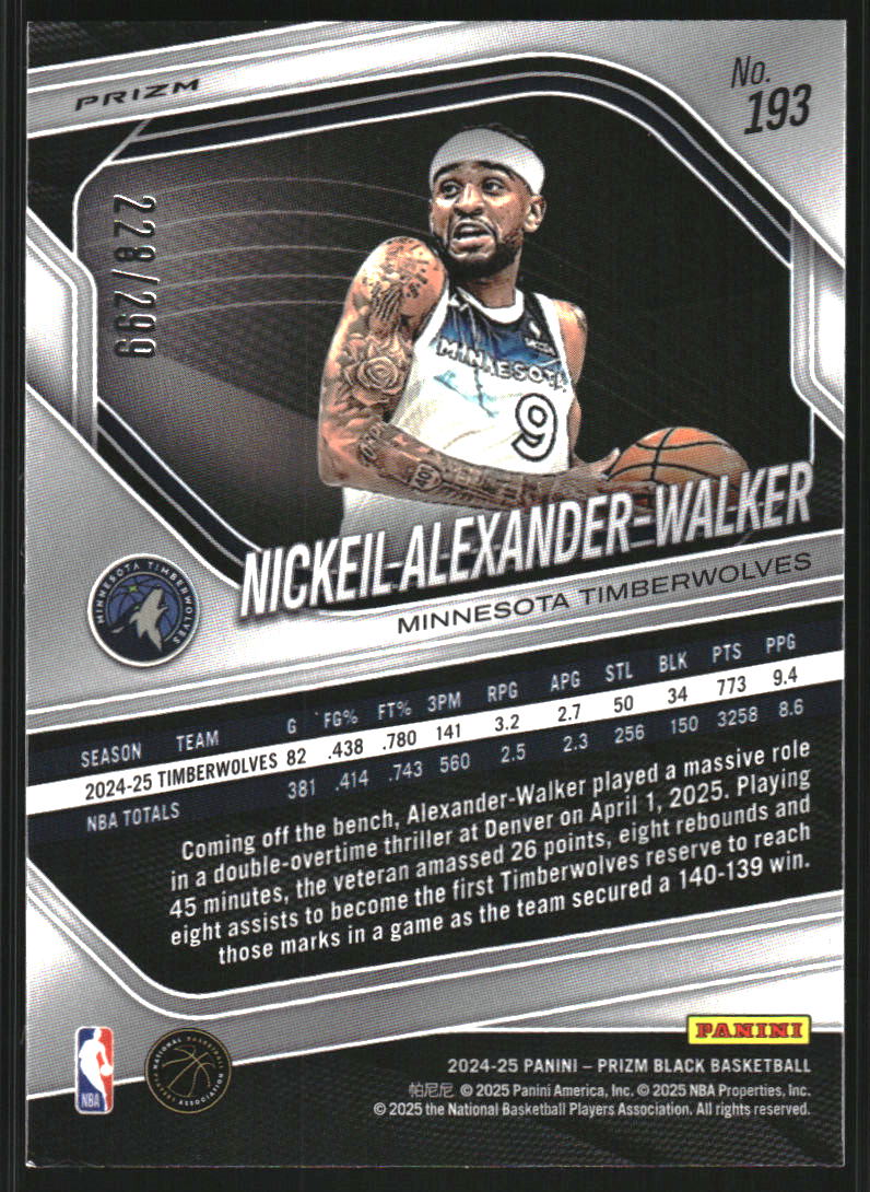 2024-25 Panini Prizm Black Prizms Red #193 Nickeil Alexander-Walker /299