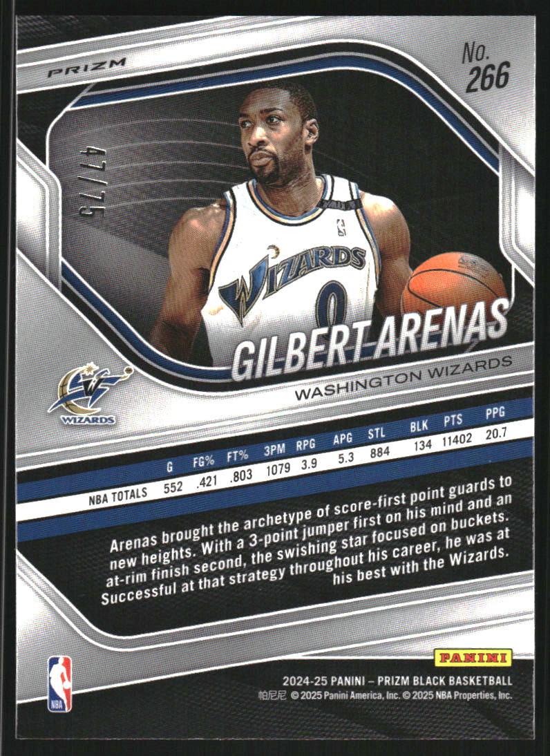 2024-25 Panini Prizm Black Prizms Red Power #266 Gilbert Arenas LGD /75