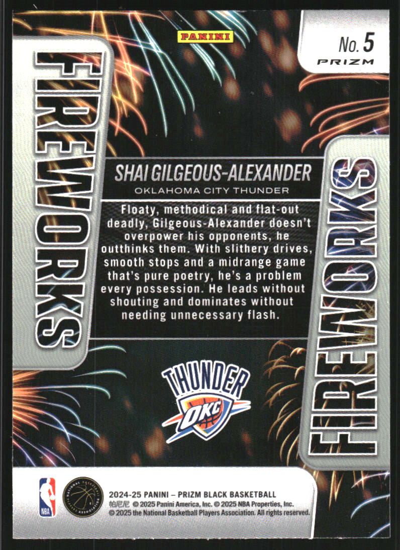 2024-25 Panini Prizm Black Fireworks Prizms Silver #5 Shai Gilgeous-Alexander