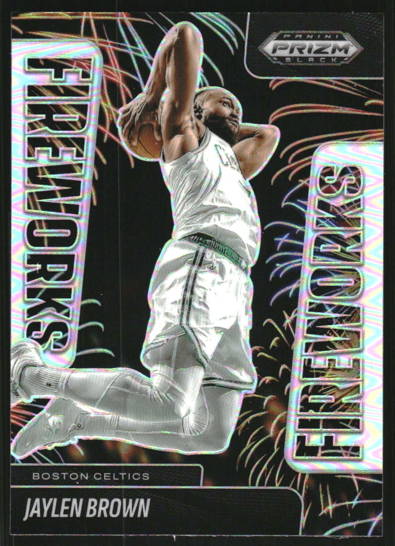 2024-25 Panini Prizm Black Fireworks Prizms Silver #17 Jaylen Brown