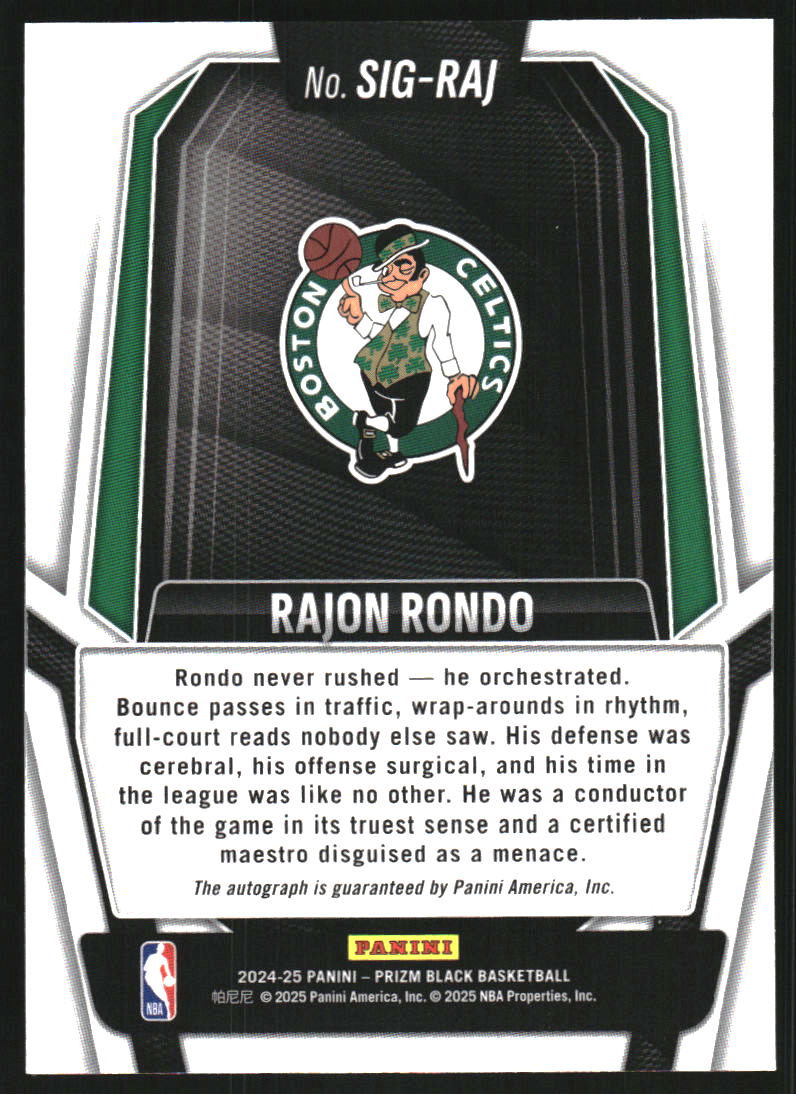 Rajon Rondo Back 2024-25 Panini Prizm Black Signatures #19 Rajon Rondo - NM-MT