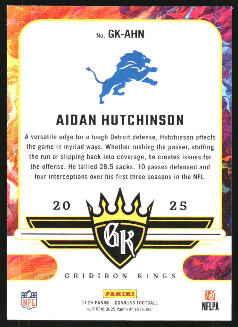 2025 Donruss Gridiron Kings #10 Aidan Hutchinson