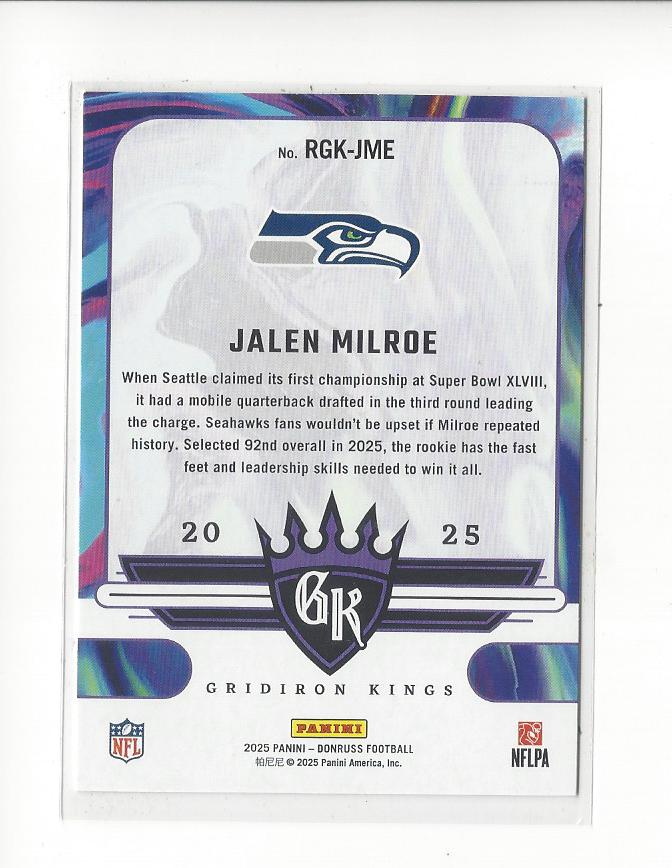 2025 Donruss Rookie Gridiron Kings #14 Jalen Milroe back image