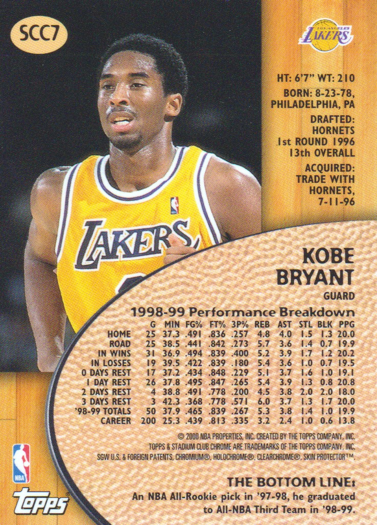 1999-00 Stadium Club Chrome Previews #SCC7 Kobe Bryant back image