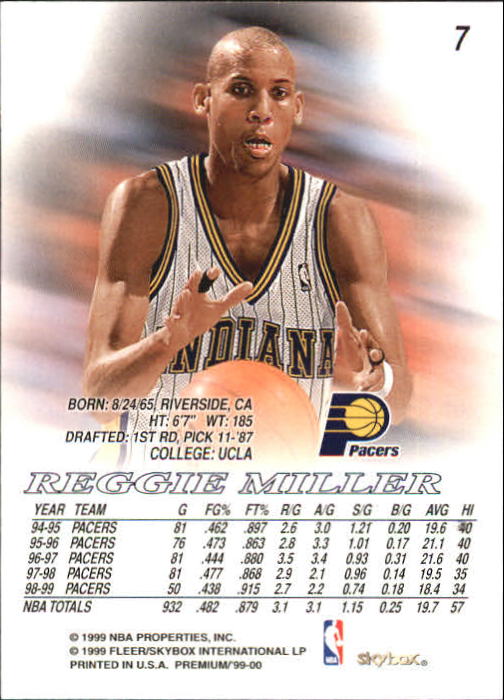 1999-00 SkyBox Premium #7 Reggie Miller