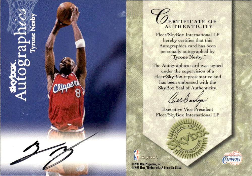 1999-00 SkyBox Premium Autographics #79 Tyrone Nesby