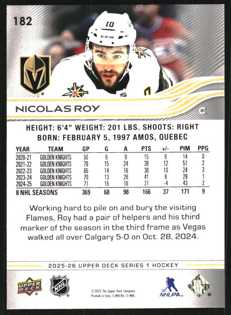 2025-26 Upper Deck #182 Nicolas Roy