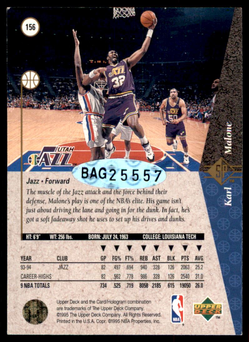 1999-00 SP Authentic BuyBack #65 Karl Malone 94-5SP/NNO back image
