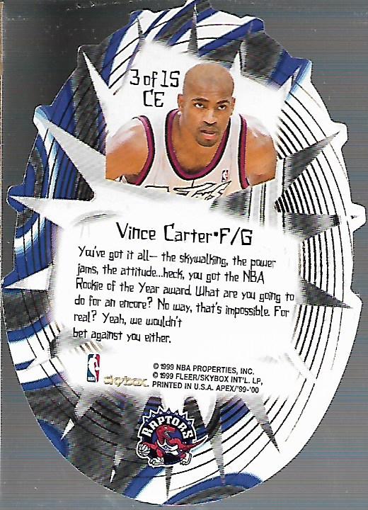 1999-00 SkyBox APEX Cutting Edge #3 Vince Carter back image