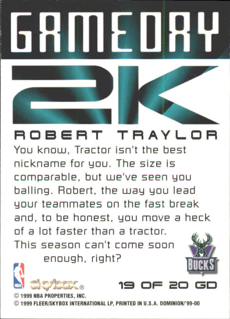 1999-00 SkyBox Dominion Game Day 2K #19 Robert Traylor back image