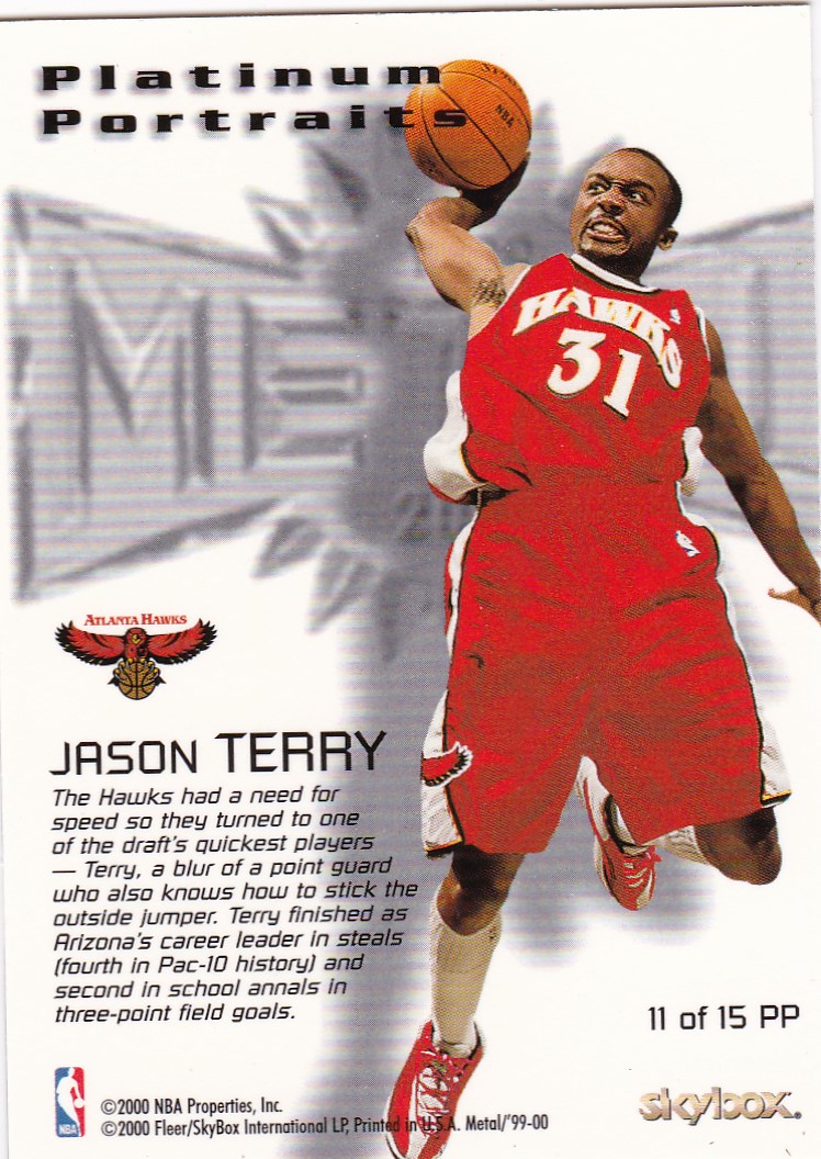 1999-00 Metal Platinum Portraits #PP11 Jason Terry back image