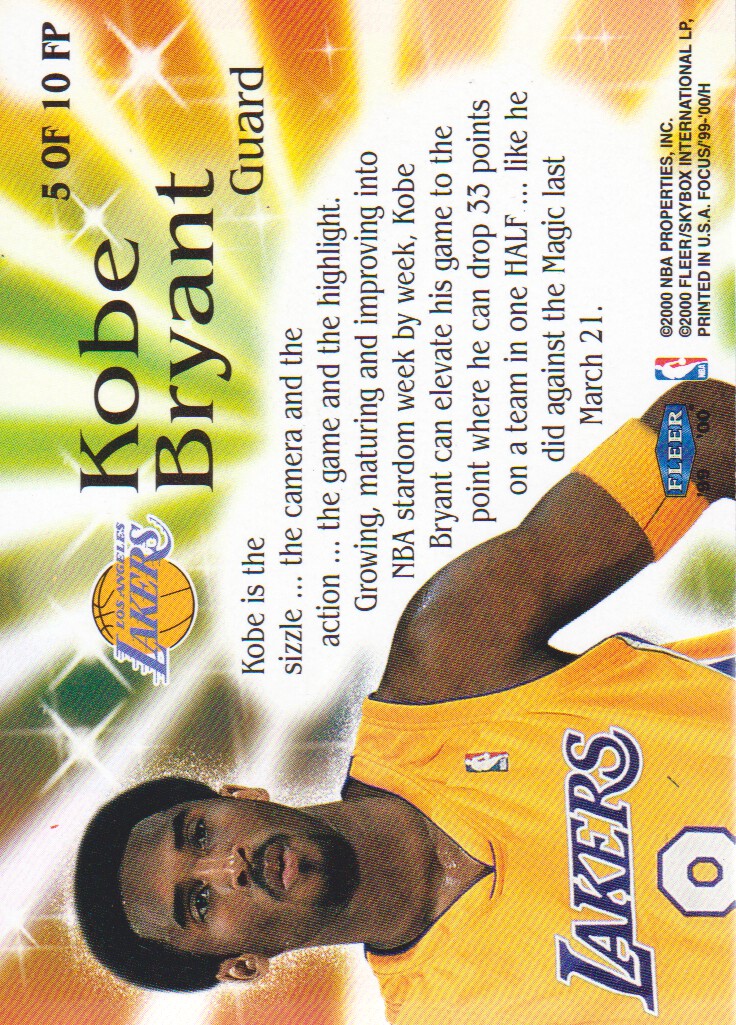 1999-00 Fleer Focus Focus Pocus #FP5 Kobe Bryant back image