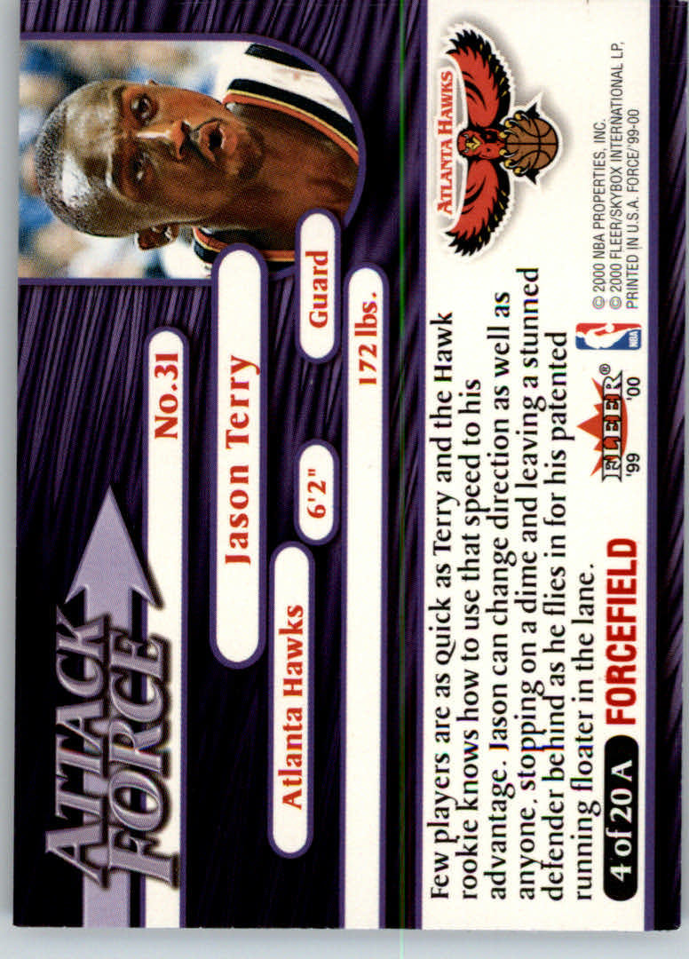 1999-00 Fleer Force Attack Force Forcefield #A4 Jason Terry back image