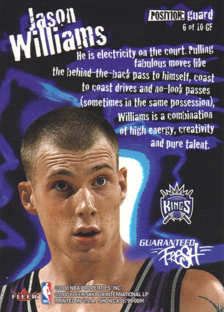 1999-00 Flair Showcase Guaranteed Fresh #GF6 Jason Williams back image