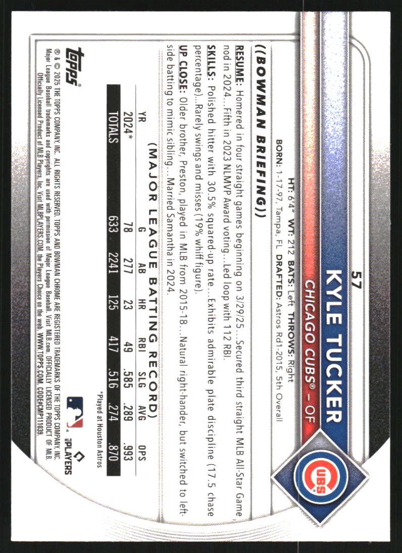 2025 Bowman Chrome Mega Box Blue Refractors #57 Kyle Tucker /150