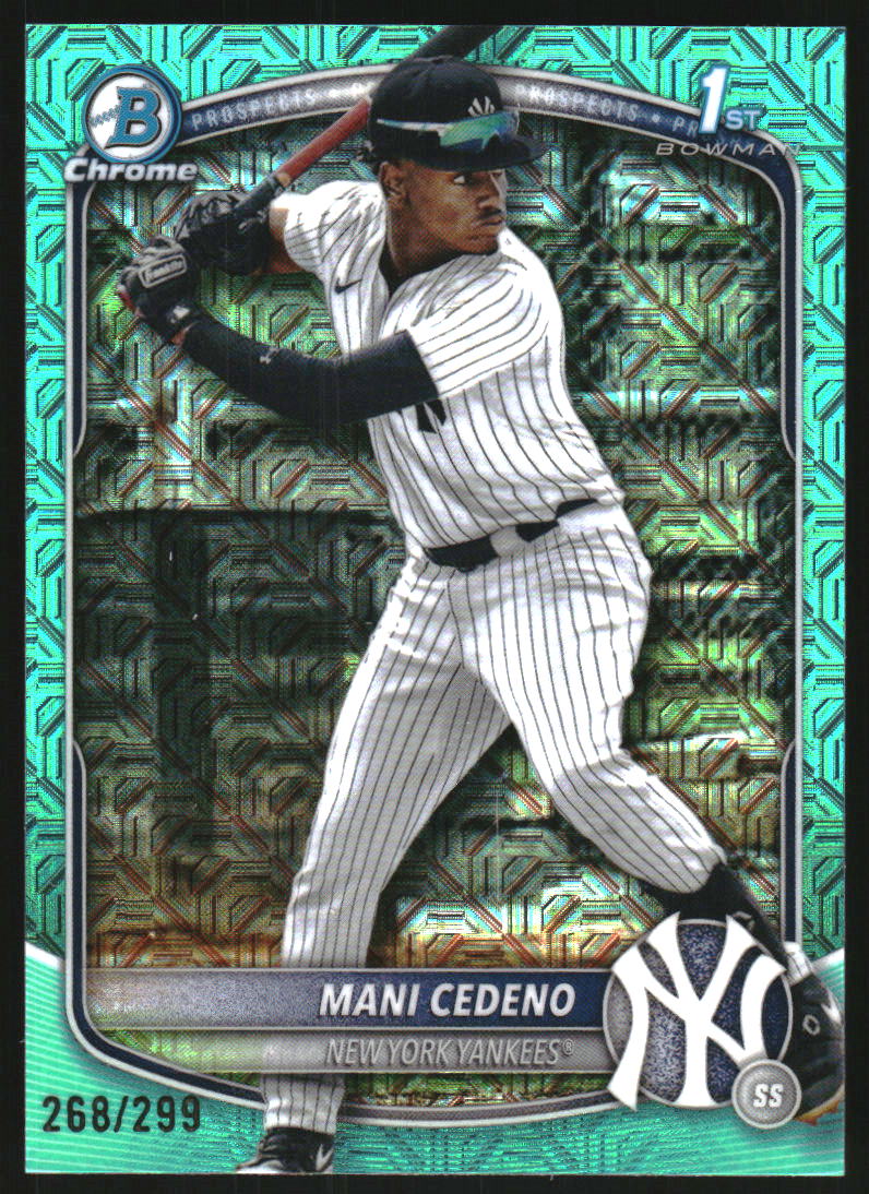 2025 Bowman Chrome Mega Box Prospects Aqua Refractors #BCP199 Mani Cedeno /299