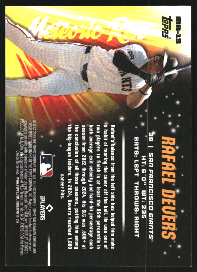 2025 Bowman Chrome Mega Box Meteoric Rise Pink Refractors #MR13 Rafael Devers /199