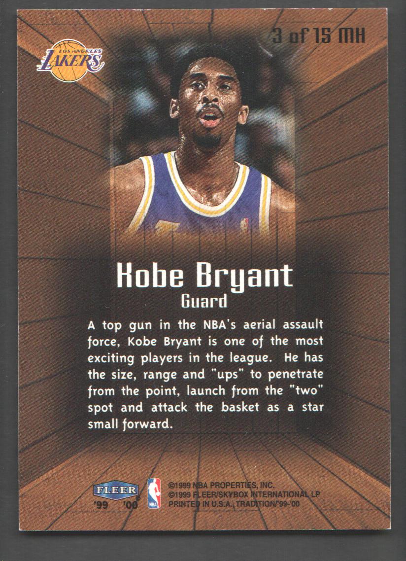 1999-00 Fleer Masters of the Hardwood #3 Kobe Bryant back image