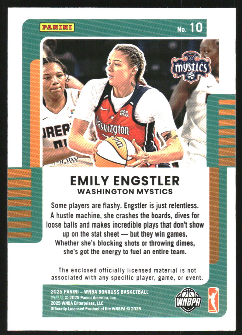 2025 Donruss WNBA Jersey Series #10 Emily Engstler back image