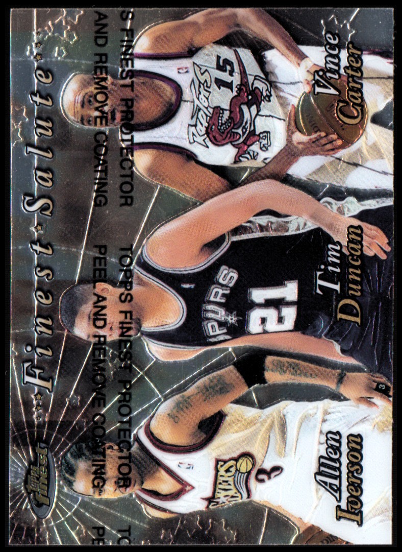 1999-00 Finest Salute #FS1 Vince Carter/Tim Duncan/Allen Iverson
