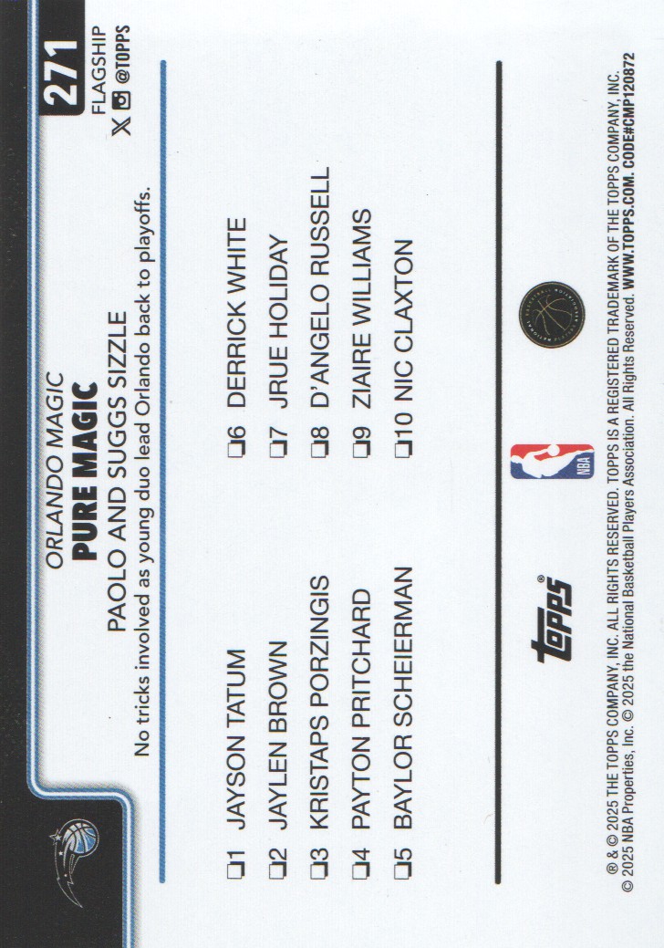 2025-26 Topps Basketball Trading Cards BASE (#251-300): Pick From List - Bild 43 von 101